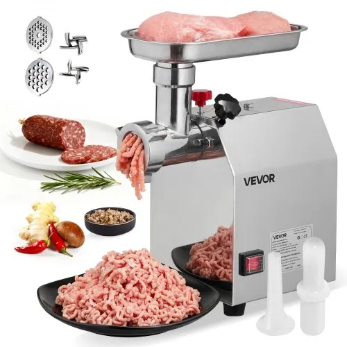 VEVOR elektrischer Fleischwolf mit 2,3 kg/min Kapazität, industrieller 600 W Tisch-Fleischwolf mit Klinge & Mahlplatte, Wurstmaschine, kommerzieller Fleischwolf aus Edelstahl für Küche Restaurant VEVOR elektrischer Fleischwolf mit 2,3 kg/min Kapazität, industrieller 600 W Tisch-Fleischwolf mit Klinge & Mahlplatte, Wurstmaschine, kommerzieller Fleischwolf aus Edelstahl für Küche Restaurant