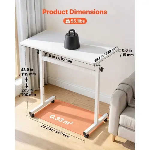VEVOR Höhenverstellbarer Schreibtisch 700-1115mm, 25kg Belastbarer Computertisch mit 810x410mm Tischplatte, Bürotisch mit Feststellbaren Rollen & Haken, Steh-Sitz-Tisch für Homeoffice Arbeitszimmer VEVOR Höhenverstellbarer Schreibtisch 700-1115mm, 25kg Belastbarer Computertisch mit 810x410mm Tischplatte, Bürotisch mit Feststellbaren Rollen & Haken, Steh-Sitz-Tisch für Homeoffice Arbeitszimmer
