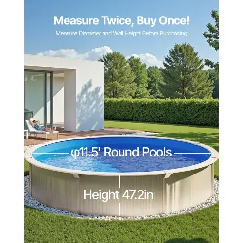 VEVOR Runde Poolfolie, φ350x120 cm, Innenfolie, Ersatzfolie, Innenhülle, Schwimmbadfolie Unibead-Stil Standard-Vinylfolie, verschleißfest, für Aufstellpools mit 120 cm Wandhöhe, einfarbig – Bild 2
