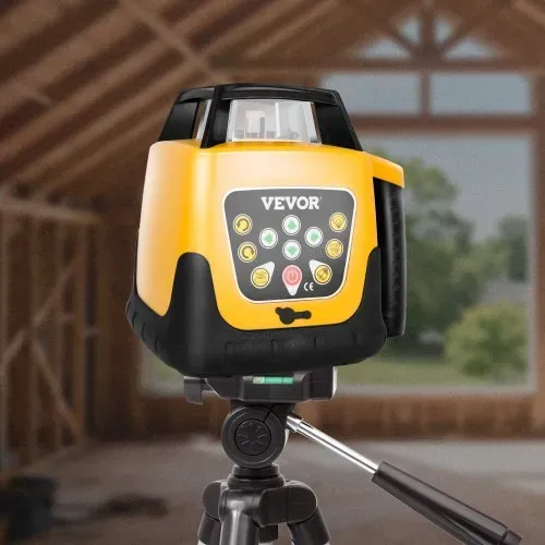 VEVOR Rotationslaser-Nivelliergerät, grüner Strahl, 500 m Reichweite, Neigung einstellbar, 360° drehbar, selbstnivellierend, präzise Messung, inkl. Fernbedienung, Empfänger und Tragetasche – Bild 7