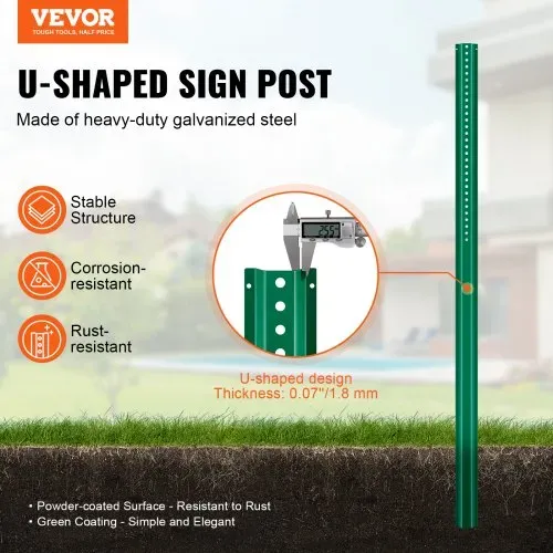 VEVOR 6 Fuß U-Kanal-Schilderpfosten, 4er-Pack grüne, robuste feste Zaunpfosten aus Stahl, U-Kanal-Schild aus Stahl für Garten, Hof, Bauernhof oder Verkehrskreuzung VEVOR 6 Fuß U-Kanal-Schilderpfosten, 4er-Pack grüne, robuste feste Zaunpfosten aus Stahl, U-Kanal-Schild aus Stahl für Garten, Hof, Bauernhof oder Verkehrskreuzung