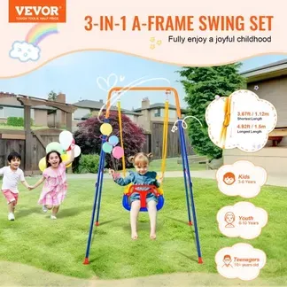 VEVOR Schaukel-Sets für den Garten, 3-in-1-Schaukel-Set für Kleinkinder mit 4 Sandsäcken, faltbarem Metallständer, einfach aufzubauen, Schaukel-Set für drinnen und draußen für Kinder von 3–6 Jahren, Jugendliche von 6–10 Jahren und Teenager ab 10 Jahren VEVOR Schaukel-Sets für den Garten, 3-in-1-Schaukel-Set für Kleinkinder mit 4 Sandsäcken, faltbarem Metallständer, einfach aufzubauen, Schaukel-Set für drinnen und draußen für Kinder von 3–6 Jahren, Jugendliche von 6–10 Jahren und Teenager ab 10 Jahren