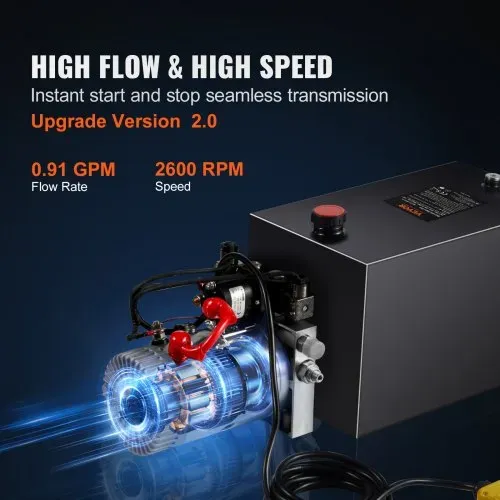 VEVOR Hydraulikpumpe Hydraulikaggregat 12 V Hydraulikaggregat 1600 W, Doppelwirkende Hydraulikpumpe Hydraulic Power Pack, 3,75 Gal Tank Hand Pump Hydraulikaggregat, für Aufzüge, Gabelstapler usw. – Bild 3