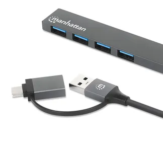 Manhattan 181006 Schnittstellen-Hub USB 3.2 Gen 1 (3.1 Gen 1) Type-A 5000 Mbit/s Grau Manhattan 181006 Schnittstellen-Hub USB 3.2 Gen 1 (3.1 Gen 1) Type-A 5000 Mbit/s Grau