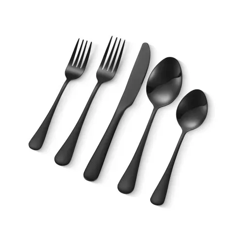 VEVOR 30-teiliges Besteckset aus lebensmittelechtem Edelstahl, hochglanzpoliertes Essbesteck-Set, spülmaschinenfestes Essgeschirr, Service für 6 Personen, inkl. Messer Gabel Löffel Schwarz VEVOR 30-teiliges Besteckset aus lebensmittelechtem Edelstahl, hochglanzpoliertes Essbesteck-Set, spülmaschinenfestes Essgeschirr, Service für 6 Personen, inkl. Messer Gabel Löffel Schwarz