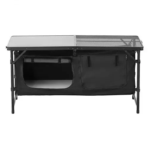 VEVOR Camping Küchentisch klappbarer Kochtisch Outdoor, 3-fach höhenverstellbar, tragbare Kochstation aus Aluminium mit Organizer & Tragegriff, für Grillpartys Picknicks Wohnmobilreisen Schwarz – Bild 8
