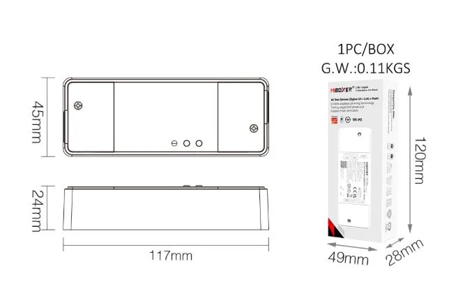 MiBoxer TRI-PZ LED Dimmer Controller AC TRIAC 500W Zigbee 3.0+2,4G+Push – Bild 4