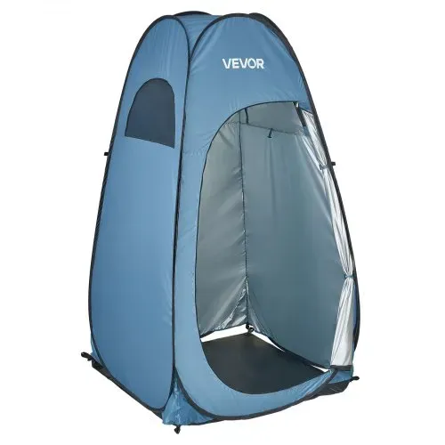 VEVOR Pop Up Toilettenzelt 119x119x210 cm, Zelt mit Sofortaufbau, Umkleidezelt inkl. Heringen & Seilen & Tragetasche, aus 190T Polyester ideal für Camping Strand Angeln Blau – Bild 9