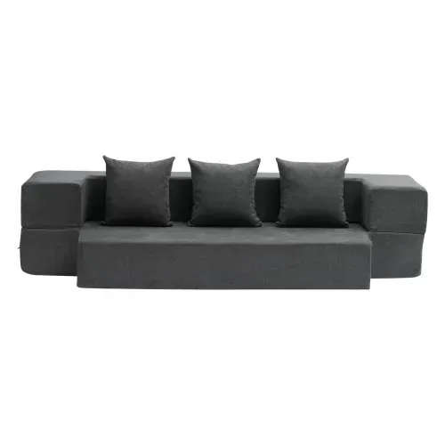 VEVOR 3 in 1 Klappsofa faltbares Schlafsofa mit 3 Kissen & waschbarem Bezug, umwandelbarer Schlafsessel aus 25D Memory Foam, Couch für Wohnzimmer Schlafzimmer, Hellgrau (TWIN /1030x1930x225mm) – Bild 8