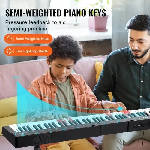 VEVOR Digitales Klavier mit 88 Tasten, halbgewichtete Tasten, tragbares elektrisches Keyboard-Piano-Set in voller Größe mit 1000 Tönen, integrierten Lautsprechern, Sustain-Pedal, Kopfhörern, Bluetooth, MIDI, USB für Anfänger – Bild 2