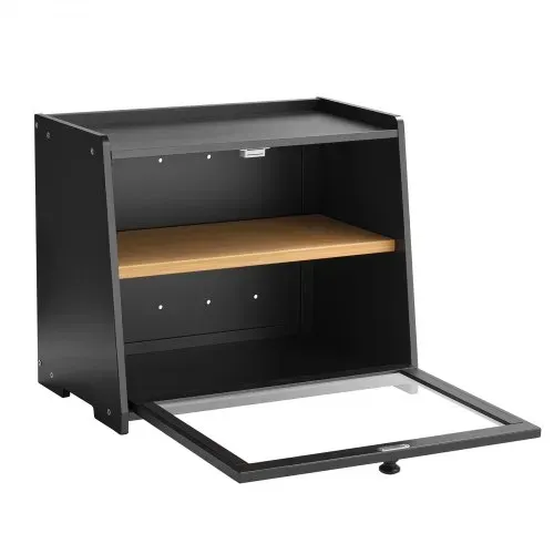 VEVOR Doppellagiger Brotkasten für Küchentheke Brotbehälter Brotbox Organizer aus Holz für selbstgebackenes Brot, Aufbewahrungsbehälter mit gewellter Acryl-Türplatte, Brotaufbewahrung Schwarz – Bild 9