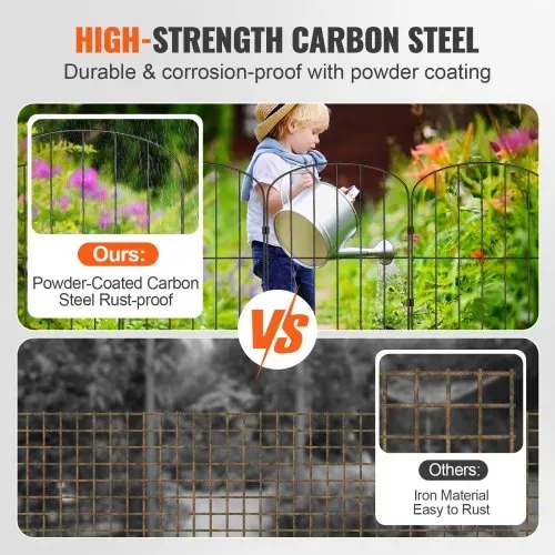 VEVOR 28x Dekorativer Gartenzaun 61x33cm Oberbogen Metallzaun aus Kohlenstoffstahl Steckzaun 5,08cm Spike-Abstand Hundezaun Gitterzaun Beetzaun Zaun Metall Zaunelementen inkl. Befestigungsmaterial – Bild 3