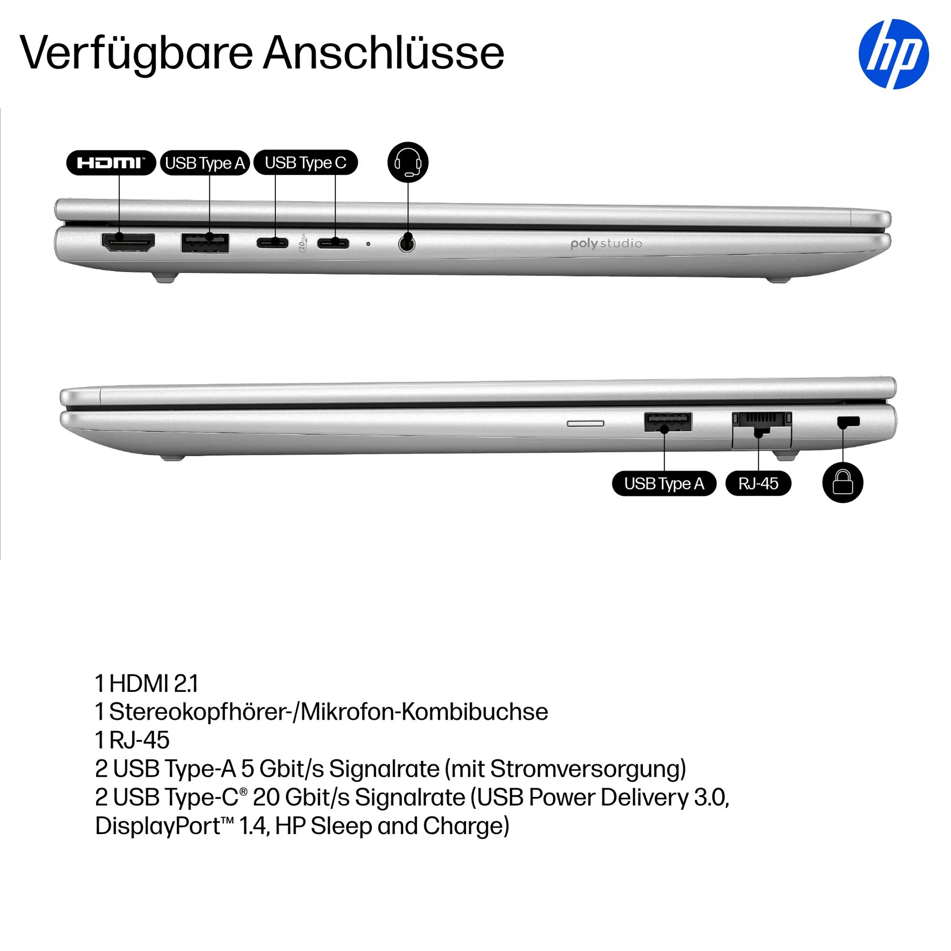 HP ProBook 4 G1i AI Intel Core Ultra 7 255U Laptop 35,6 cm (14") WUXGA 32 GB DDR5-SDRAM 1 TB SSD Wi-Fi 7 (802.11be) Windows 11 Pro AI PC Silber – Bild 4