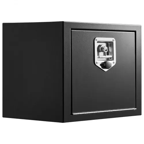 VEVOR Lkw Unterbaubox 457 x 305 x 356 mm Unterflur Staukasten Kaltgewalzter Stahl Wasserdichter Werkzeugkasten mit T-Griff Schloss für Lkw Anhänger Transporter Werkzeugkiste Unterflurkasten Schwarz – Bild 9