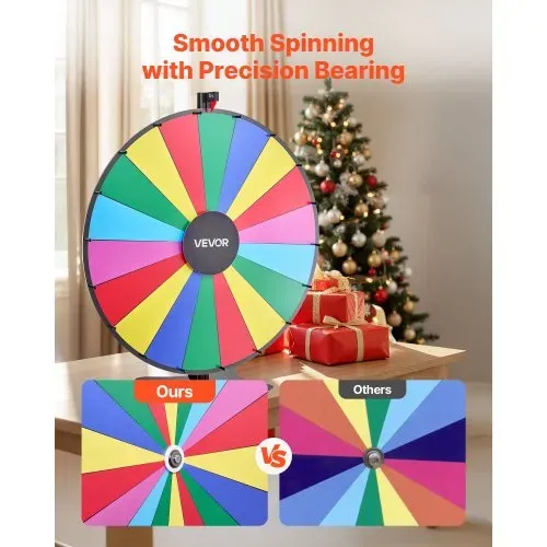 VEVOR Glücksrad Drehrad (914 mm) 18 Slots Glücksrad mit Ständer, höhenverstellbar, Lotteriespiele Gewinn-Roulette mit Tafelschwamm & 2 Markern, 6 Farben, ideal für Party Kneipe Messe – Bild 3