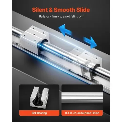 VEVOR Linearführungen SBR25, 2er-Pack 1200 mm Linearschienen & 4 Stk. Gleitlblöcke, vollumfänglich gelagerte Welle, Führungsschiene für Schneid-, Schleif-, Fräs- & Bohrmaschinen usw. – Bild 3