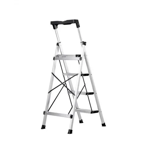 VEVOR Trittleiter 4 Stufen, Klappleiter mit Anti-Rutsch-Stufen & Komfortablem Handgriff, Haushaltsleiter Tragkraft 150 kg, Aluminium-Sicherheitsleiter für Küche, Haushalt, Lager & Büro, Silber – Bild 10
