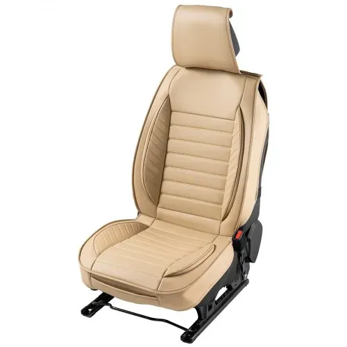 VEVOR Sitzbezüge, Universal Autositzbezüge Vordersitze, 2 Stk. Kunstleder Sitzbezug, Halbgeschlossenes Design, abnehmbare Kopfstütze und Airbag kompatibel, für die meisten Autos SUVs und Trucks Beige – Bild 10