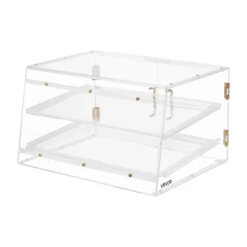 VEVOR Gebäckvitrine 2-stöckig, Gewerbliche Bäckereivitrine aus Transparentem Acryl, Thekenvitrine mit Magnetischer Rücktür & Abnehmbarer Trennwand für Kekse, Desserts und Donuts, 526 x 400 x 305 mm – Bild 9