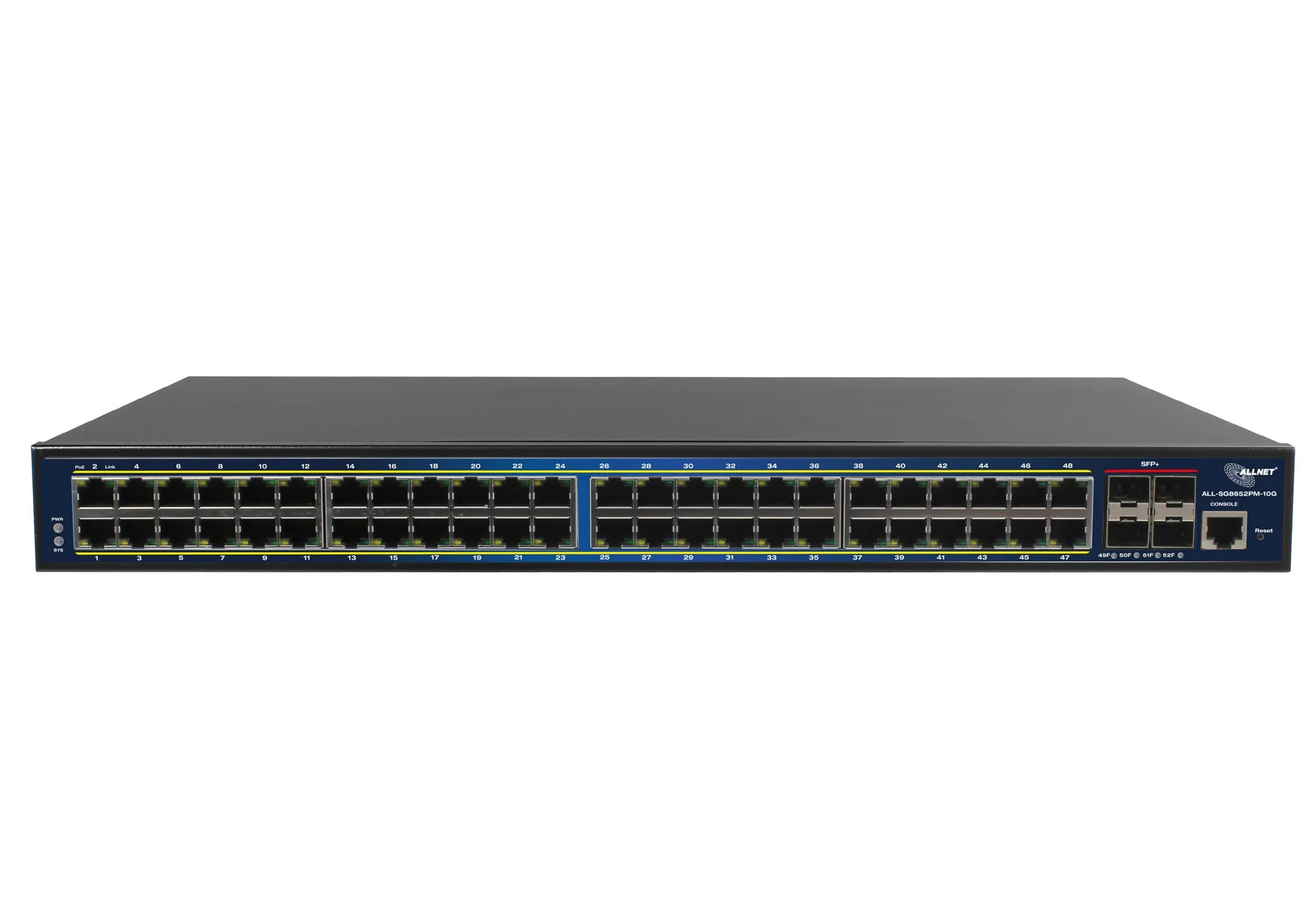 ALLNET Switch full managed Layer2+ 52 Port • 48x GbE • PoE Budget 850W • 48x PoE at • 4x SFP+ • 19" • JSON API • ALL-SG8652PMJ-10G-850W – Bild 3