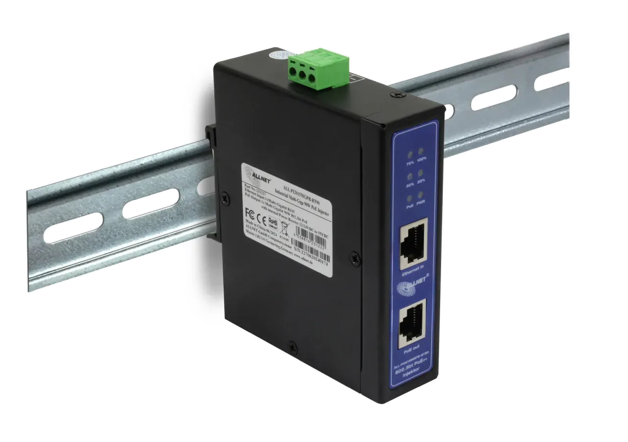 ALLNET PoE Injektor Industrial MultiGigabit • PoE BT mit Power-Booster (15,4W/30W/90W) • DIN • ALLNET PoE Injekt Metallgehäuse • ALL-PI2015MGPB-BT90 – Bild 5