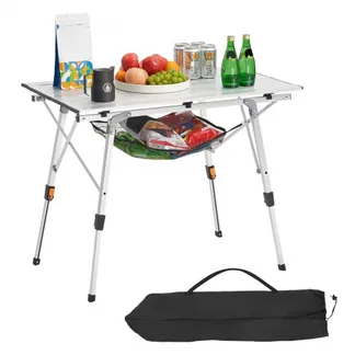 VEVOR Klapptisch Buffettisch tragbarer Allzwecktisch 90 cm, rechteckiger Aluminiumtisch (für 2-4 Personen) mit verstellbarer Höhe & Tragetasche, Gartentisch Campingtisch für Partys Picknick Silber VEVOR Klapptisch Buffettisch tragbarer Allzwecktisch 90 cm, rechteckiger Aluminiumtisch (für 2-4 Personen) mit verstellbarer Höhe & Tragetasche, Gartentisch Campingtisch für Partys Picknick Silber