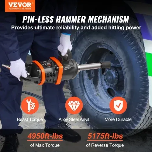 VEVOR Druckluftschrauber 3000 U/min, bis zu 7016 nm pneumatische Schlagpistole mit 20 cm verlängertem Amboss für Reparaturen und Wartung von Schwerlastmaschinen / Sattelschleppern VEVOR Druckluftschrauber 3000 U/min, bis zu 7016 nm pneumatische Schlagpistole mit 20 cm verlängertem Amboss für Reparaturen und Wartung von Schwerlastmaschinen / Sattelschleppern