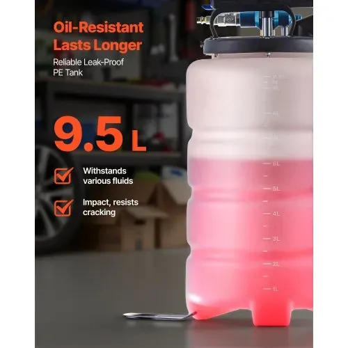 VEVOR Ölabsaugpumpe 9,5 L, Pneumatisch/Manuell, Transferpumpe mit Schlauch & drei Verlängerungsrohren, Ölwechselpumpe mit PE-Tank, Flüssigkeitsabsauger, Ölpumpe für Autos, Rasenmäher, Boote – Bild 5