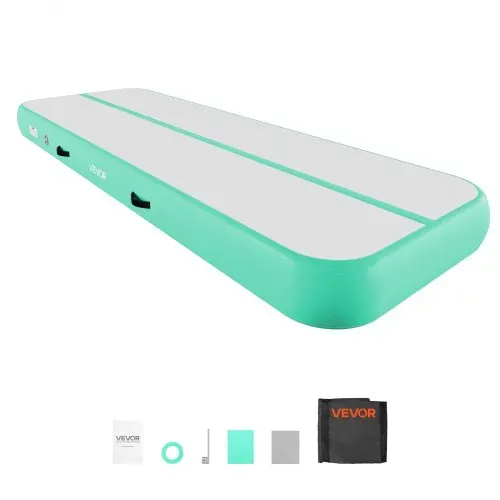 VEVOR Aufblasbare Gymnastikmatte 300x100x20 cm Airtrack-Turnmatte für Training, Wettkampfsport & Yoga, mit Rutschfester Oberfläche, 600-W-Elektroluftpumpe, Reparaturflicken, Düsen & Tasche, Mintgrün – Bild 8