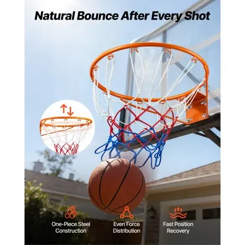 VEVOR Basketballkorb Hangring Basketballring 483 mm, Basketball Basketballring Netz 577 x 483 x 110 mm Qualität-und Sicherheitsgeprüft Indoor & Outdoor, Universal Stabiler Basketballkorb Orange – Bild 4