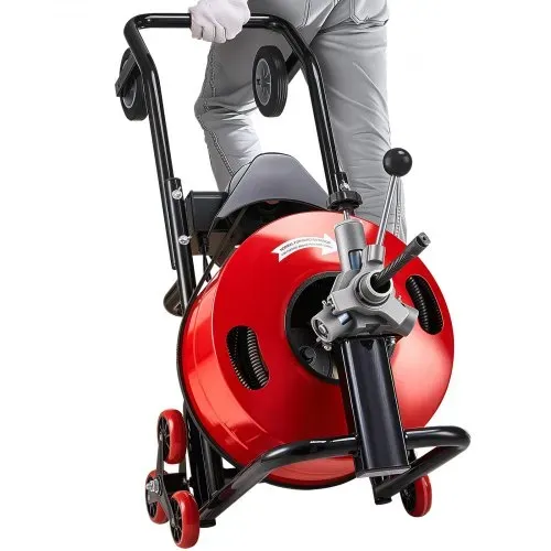 VEVOR Rohrreinigungsmaschine φ19 mm x 30 m, Reinigungsspirale mit Automatischer Zufuhr, Mehrradkombination, 6 Schneidwerkzeugen & Pneumatischem Fußschalter für Rohrdurchmesser von 100 bis 200 mm – Bild 9