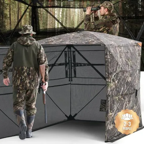 VEVOR Jagdzelt Jagdversteck für 2–3 Personen, durchsichtige Bodenblenden mit Tragetasche, robustes Tarnzelt mit leiser Seitentür & Fenster, Jagdunterstand für Schafe, Hirsche und Kaninchen VEVOR Jagdzelt Jagdversteck für 2–3 Personen, durchsichtige Bodenblenden mit Tragetasche, robustes Tarnzelt mit leiser Seitentür & Fenster, Jagdunterstand für Schafe, Hirsche und Kaninchen