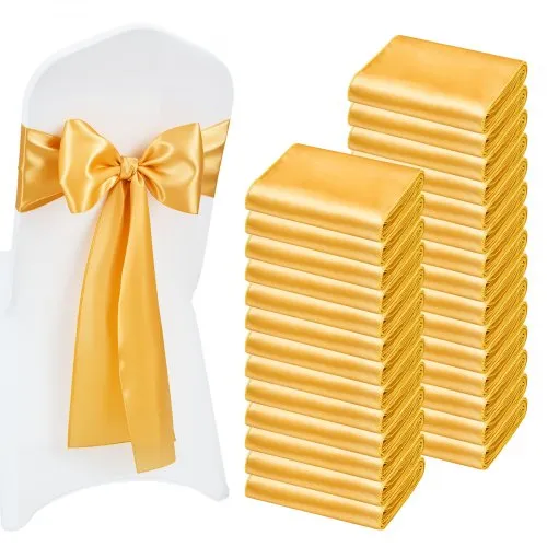 VEVOR Satin-Stuhlschärpen mit Schleifen (275×17 cm) 100 Stk. Stuhlbänder zum Binden, Stuhlbänder für Hochzeiten Partys Bankett Dekorationen Veranstaltungen Bankettstuhlbezüge, Stuhlschleifen Gold VEVOR Satin-Stuhlschärpen mit Schleifen (275×17 cm) 100 Stk. Stuhlbänder zum Binden, Stuhlbänder für Hochzeiten Partys Bankett Dekorationen Veranstaltungen Bankettstuhlbezüge, Stuhlschleifen Gold