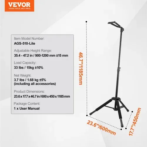 VEVOR Gitarrenständer Gitarrenstativ Gestell höhenverstellbar 900-1200 mm – Bild 6