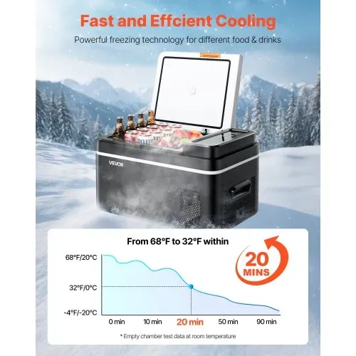VEVOR Kompressor Kühlbox 22 L,12/24V DC Elektrische Gefrierbox mit App-Steuerung, 100–240 V AC Autokühlschrank für Camping Reisen Lastkraftwagen Angeln, 45 W Thermoelektrische Kühlbox Tragbar – Bild 2