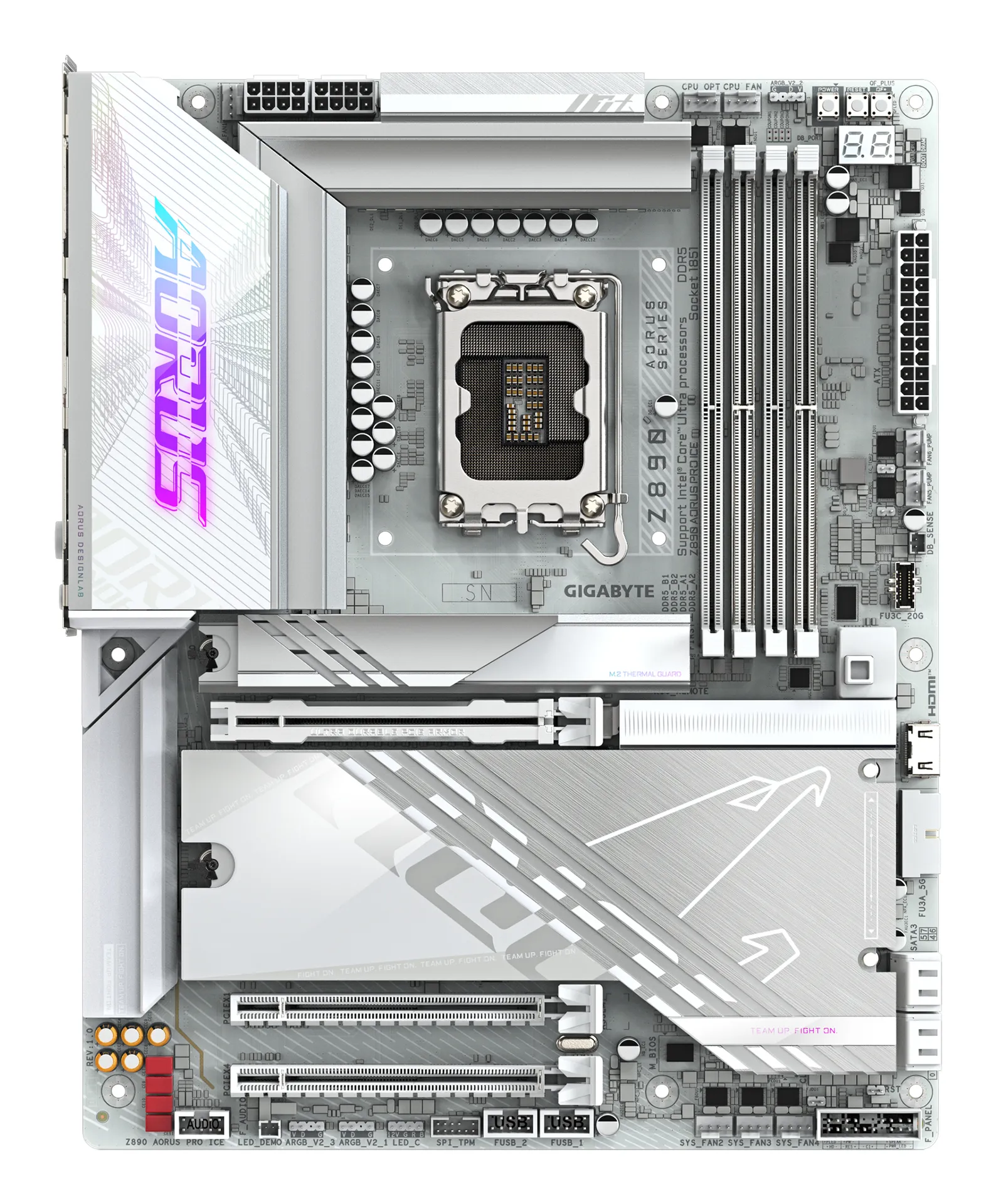 GIGABYTE Z890 AORUS PRO ICE Mainboard - Unterstützt Intel Core Ultra (Serie 2) CPUs, 16+1+2 Phasen VRM, bis zu 9500MHz DDR5 (OC), 1xPCIe 5.0 + 4xPCIe 4.0, Wi-Fi 7, 5GbE LAN, Thunderbolt 4 – Bild 2