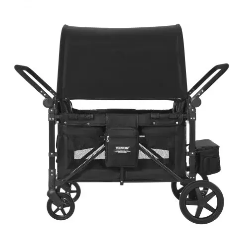 VEVOR 4-Sitzer-Kinderwagen, faltbarer Push-Pull-Kinderbuggy mit verstellbarem Griff, 5-Punkt-Sicherheitsgurt & abnehmbarem Verdeck, Bollerwagen für Camping, Schwarz (150 kg Tragkraft) – Bild 10