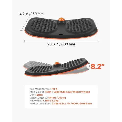 VEVOR Balance Board für Erwachsene (60 cm), Wackelbrett bis 200 kg Belastbar, Kompaktes Balance-Trainingsgerät mit Massagenoppen für Core-Workouts Stehpultübungen Heim-Fitnessstudio Büro, Schwarz – Bild 6