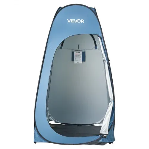 VEVOR Pop Up Zelt (1219 x 1219 x 2134 mm) Wasserfestes Toilettenzelt mit, Umkleidezelt inkl. Heringen & Seilen & Tragetasche & Aufhängetasche, aus 190T Polyester für Camping Strand Angeln Blau – Bild 8
