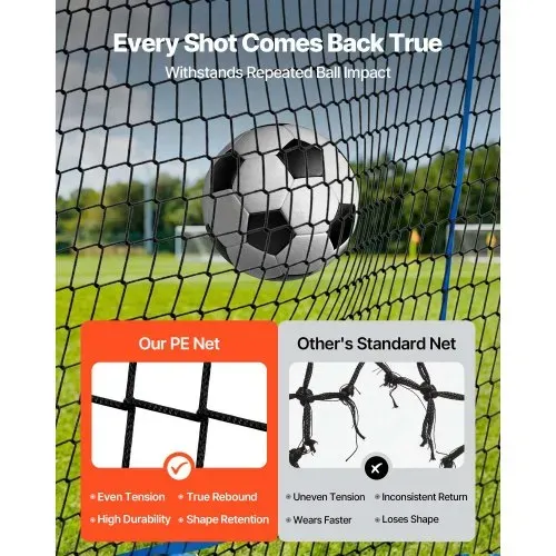 VEVOR Fußball Rebounder 147 x 117 cm, Rückprallnetz mit Verstellbarem Winkel & Robustem Eisenrahmen, PE-Trainingsnetz für Ballkontrolle & Passtraining, Balltrainingsgerät für Jugendliche & Erwachsene – Bild 3