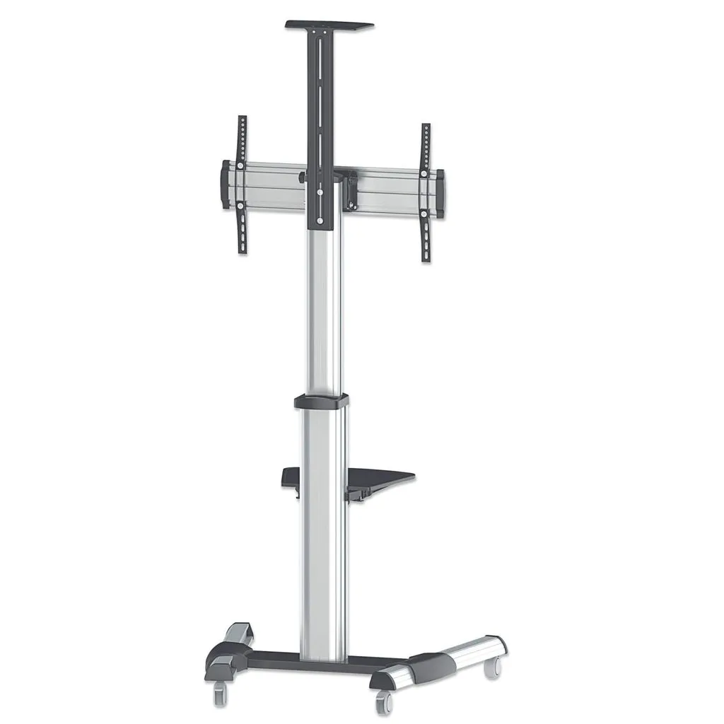 Manhattan Universal Multimedia TV-Ständer auf Rollen, Für Bildschirme von 37" bis 70"* und bis zu 50 kg, -12 ~ 5° neigbar, 90° schwenkbar, Kamerahalterung und AV-Fachboden abnehmbar, schwarz/silber – Bild 3