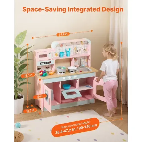 VEVOR Spielküche für Kinder, Holzspielzeug-Küchenset mit Lichtern und Geräuschen, Kleinkinderküche mit Eismaschine, Ofen, Spüle, Mikrowelle, Kühlschrank und Utensilien- und Obstzubehör für Kleinkinder im Alter von 3–8 Jahren, Rosa VEVOR Spielküche für Kinder, Holzspielzeug-Küchenset mit Lichtern und Geräuschen, Kleinkinderküche mit Eismaschine, Ofen, Spüle, Mikrowelle, Kühlschrank und Utensilien- und Obstzubehör für Kleinkinder im Alter von 3–8 Jahren, Rosa