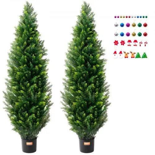 VEVOR Künstlicher Formschnittbaum aus Zeder, 152,4 cm hoch (2 Stück), mit zusätzlichen Blättern und Topf, künstliche immergrüne Kiefern-Zypressenpflanze, UV-geschütztes künstliches Grünset VEVOR Künstlicher Formschnittbaum aus Zeder, 152,4 cm hoch (2 Stück), mit zusätzlichen Blättern und Topf, künstliche immergrüne Kiefern-Zypressenpflanze, UV-geschütztes künstliches Grünset
