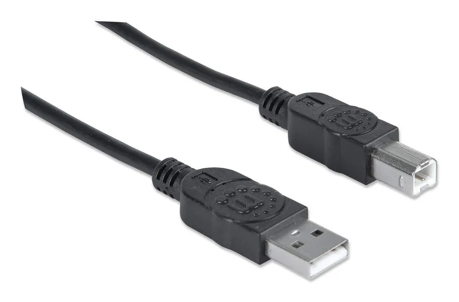 Manhattan Hi-Speed USB B Anschlusskabel, USB 2.0, Typ A Stecker - Typ B Stecker, 480 Mbps, 5 m, Schwarz – Bild 3