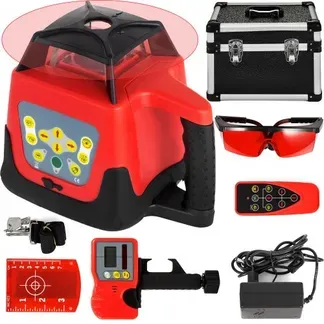 VEVOR Roter Laser-Wasserwaage, rotierend, selbstnivellierend, Messung, automatisch rotierender roter Strahl, mit Empfänger, Fernbedienung, Tragetasche VEVOR Roter Laser-Wasserwaage, rotierend, selbstnivellierend, Messung, automatisch rotierender roter Strahl, mit Empfänger, Fernbedienung, Tragetasche