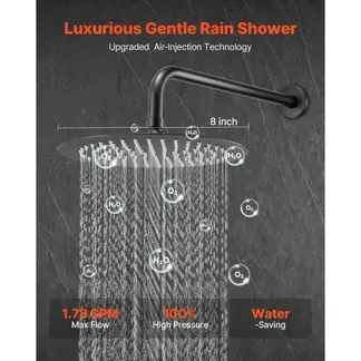 VEVOR Duscharmatur Regenduschsystem fürs Badezimmer Duschsystem mit 203 mm runden Regenduschkopf & Handbrause, wandmontierte Badezimmerarmaturen mit Messingventil & Zierset, Mattschwarz VEVOR Duscharmatur Regenduschsystem fürs Badezimmer Duschsystem mit 203 mm runden Regenduschkopf & Handbrause, wandmontierte Badezimmerarmaturen mit Messingventil & Zierset, Mattschwarz