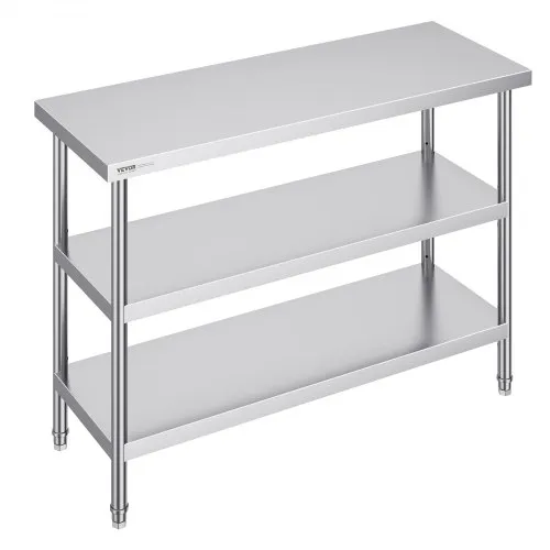 VEVOR Lebensmittel-Zubereitungstisch aus Edelstahl, Gewerblicher Küchenarbeitstisch, mit 2 verstellbaren Unterregalen, 457 x 1219 x 864 mm Zubereitungstisch für Grill, Küche, Zuhause VEVOR Lebensmittel-Zubereitungstisch aus Edelstahl, Gewerblicher Küchenarbeitstisch, mit 2 verstellbaren Unterregalen, 457 x 1219 x 864 mm Zubereitungstisch für Grill, Küche, Zuhause