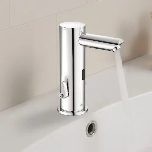 VEVOR berührungsloser Waschtischhahn Sensorhahn Badezimmer, automatische Waschtischarmatur, freihändig einstellbarer Einhebelmischer, batteriebetriebener Wasserhahn gebürstetes Nickelsilber – Bild 7
