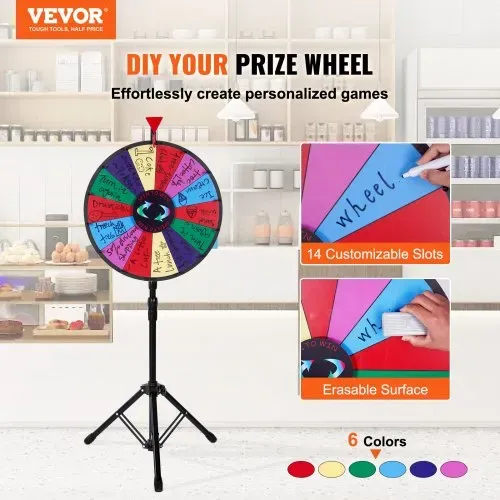 VEVOR 46 cm Glücksrad Spielzeug Farbe Rad Spiele für Lotteriespiele Wortspiele,Glücksrad zum Drehen Acrylplatte mit PVC-Schaum,54 x 54 x 11 cm Preisrad Lucky Wheel mit Stativ VEVOR 46 cm Glücksrad Spielzeug Farbe Rad Spiele für Lotteriespiele Wortspiele,Glücksrad zum Drehen Acrylplatte mit PVC-Schaum,54 x 54 x 11 cm Preisrad Lucky Wheel mit Stativ