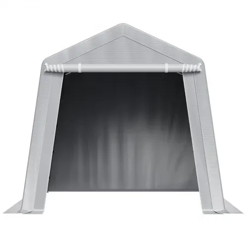 VEVOR Gerätehaus, 243,8x243,8x229cm, Garagenzelt aus PE, Geräteschuppen, Fahrradgarage, Gartenschuppen, Carport, Fahrradschuppen, Aufbewahrungsgarage für Motorrad, Rasenmäher, Fahrrad, grau – Bild 9